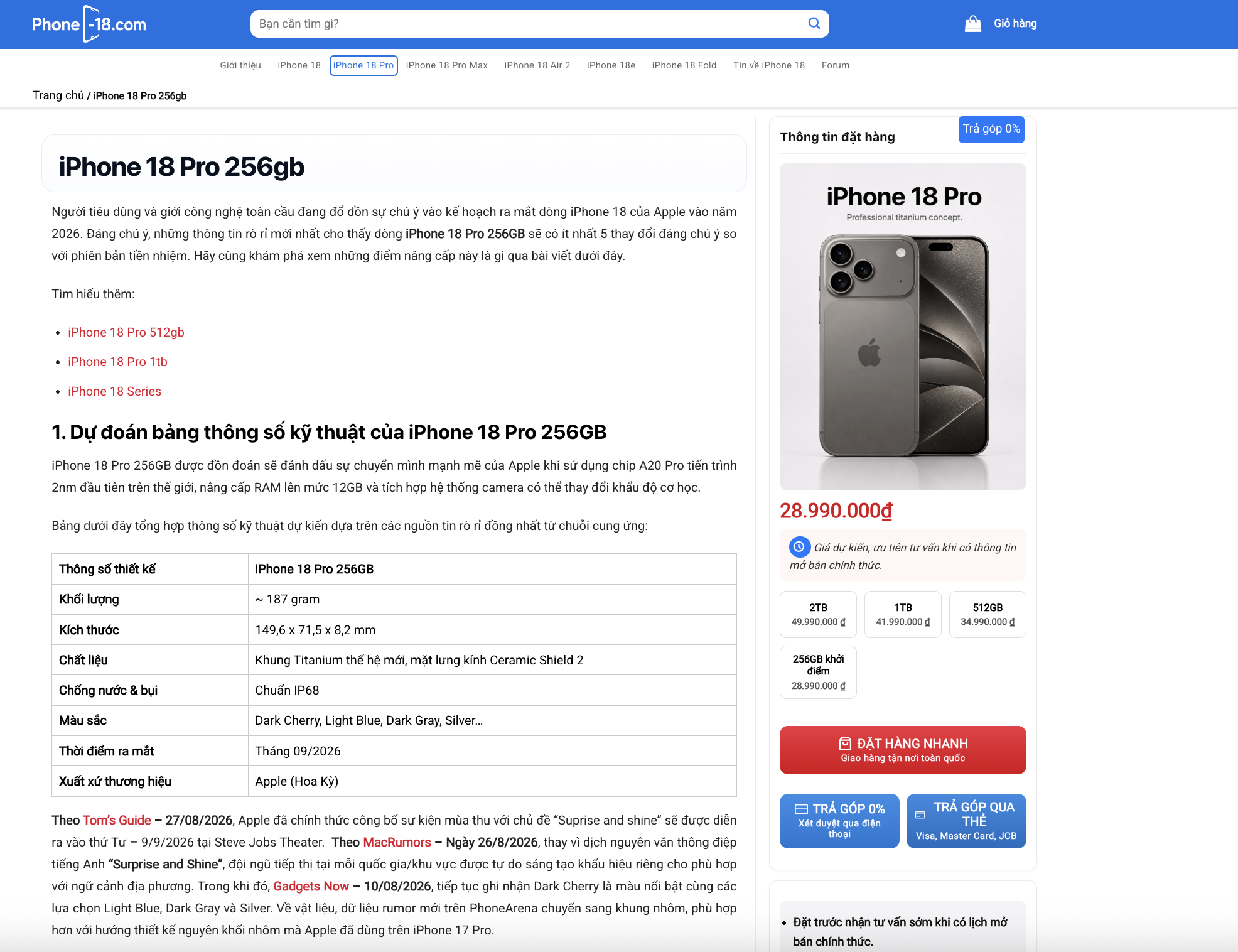 phone-18.com giúp người đọc hiểu thông số iPhone 18 có ý nghĩa gì